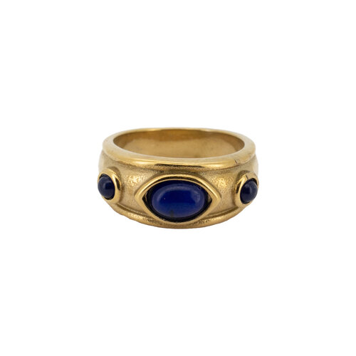 Ring 3 Blauw Stenen - Goud 
