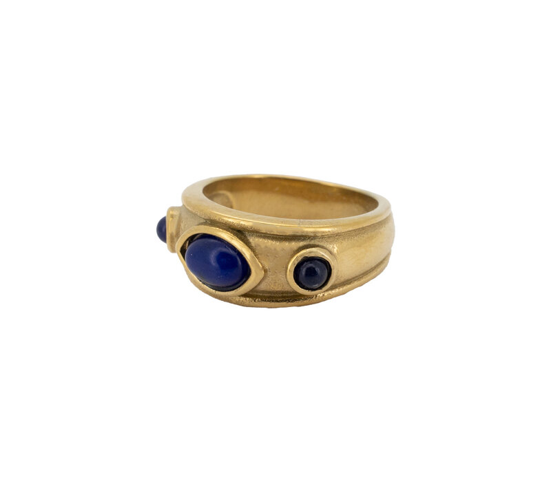 Ring 3 Blauw Stenen - Goud