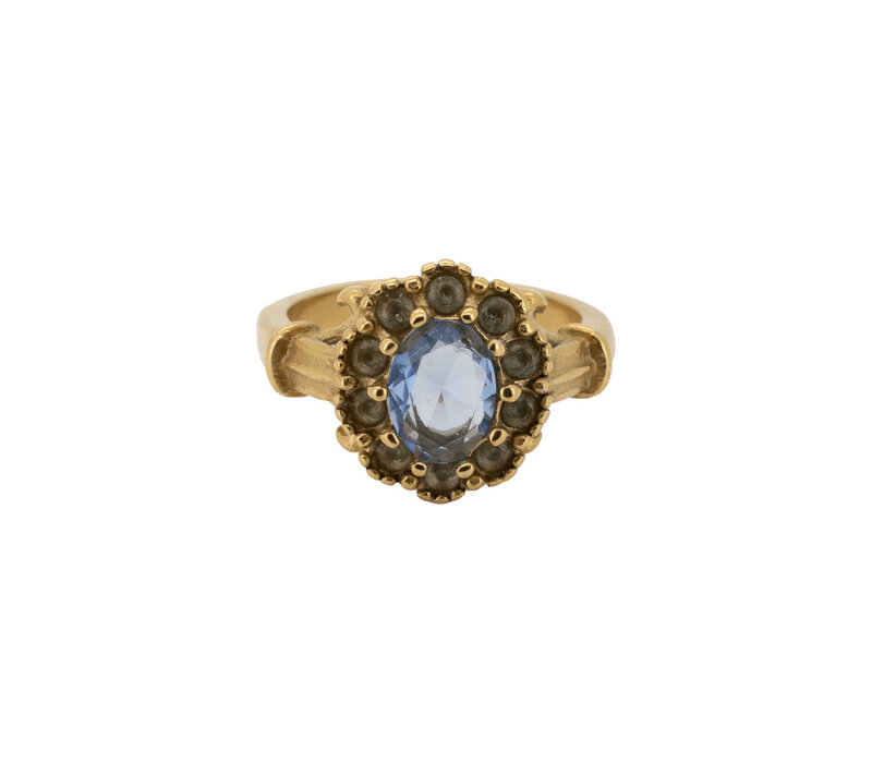 Ring Bloem Halo - Blauw