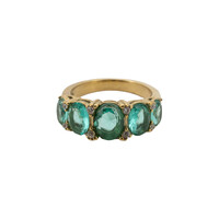 Ring Oval Stones with Diamond - Aqua