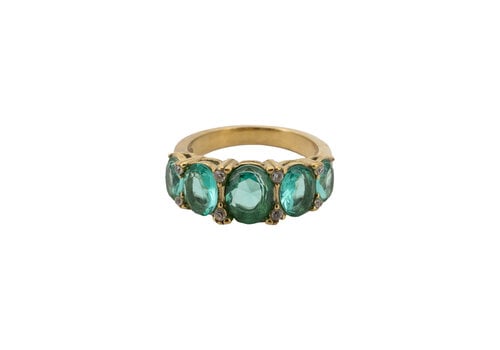 All the Luck in the World Ring Oval Stones with Diamond - Aqua