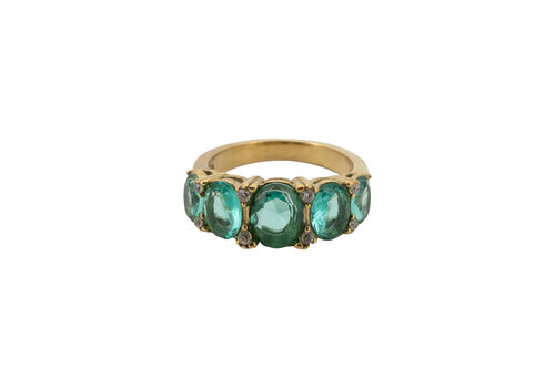 All the Luck in the World Ring Oval Stones with Zirconia Diamond - Aqua