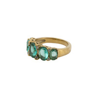 Ring Oval Stones with Diamond - Aqua