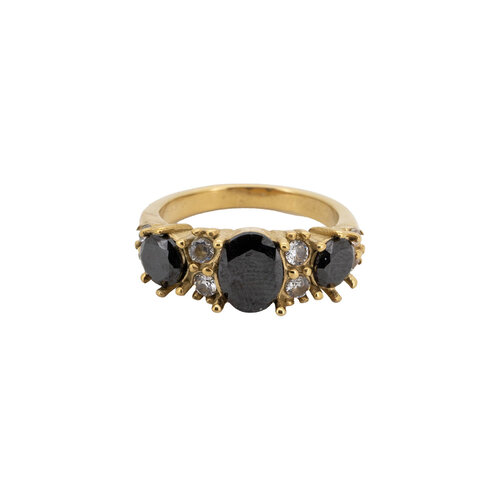 Ring Stones Gold with Zirconia Diamond - Black 