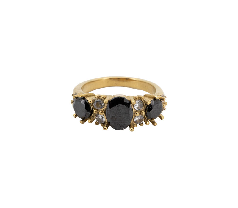 Ring Stenen Goud met Diamant - Zwart