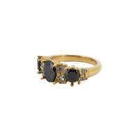 Ring Stones Gold with Zirconia Diamond - Black