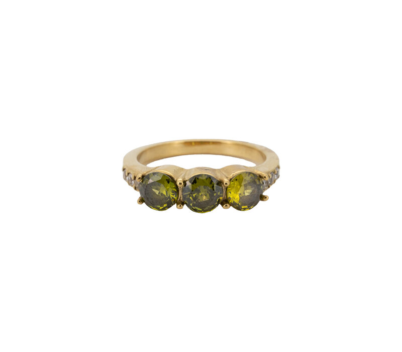 Ring 3 Small Stones - Green