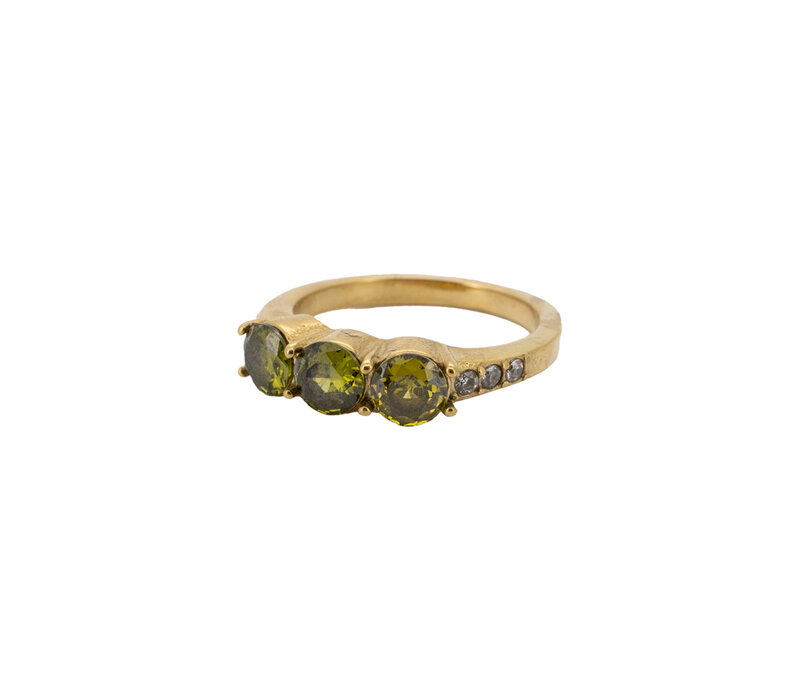Ring 3 Small Stones - Green