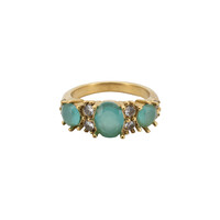 Ring Stones Gold with Diamond - Aqua