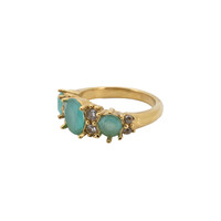 Ring Stones Gold with Diamond - Aqua