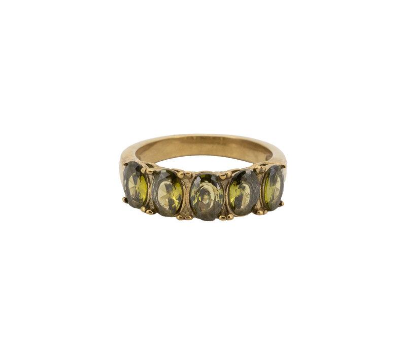 Ring 5 Ovaal Stenen - Groen