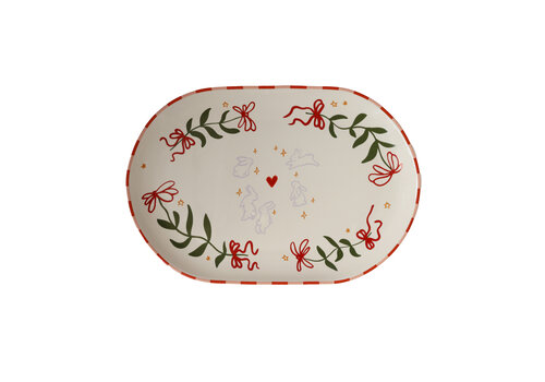 All the Luck in the World Oval Plate Flowers and Rabbits