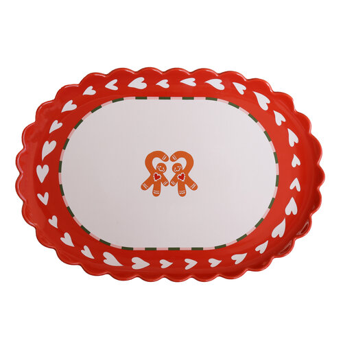 Large Oval Plate Heart and Gingerbread Man 