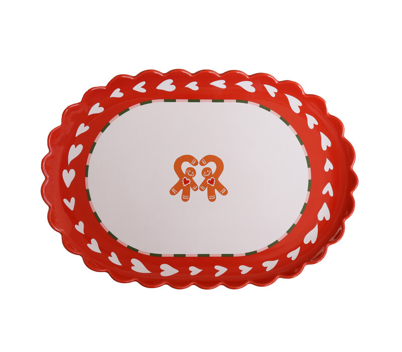 Grote Ovale Schaal Heart and Gingerbread Man