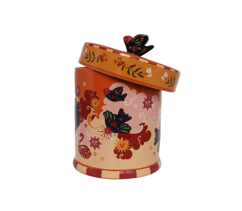 Jar Orange with Birds