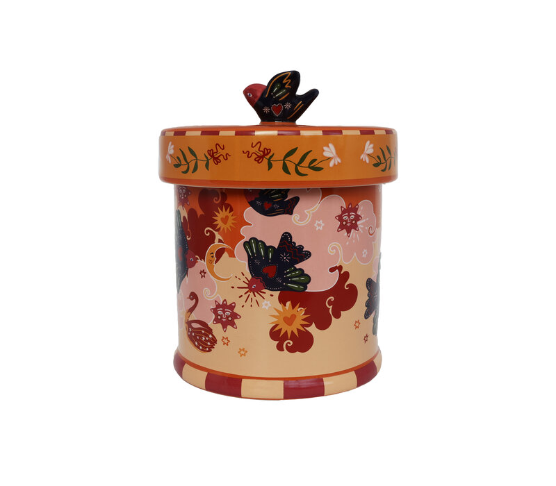 Jar Orange with Birds