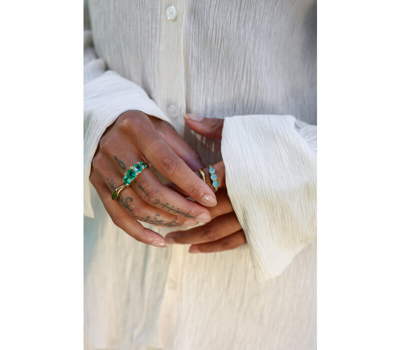Ring 3 Small Stones - Aqua