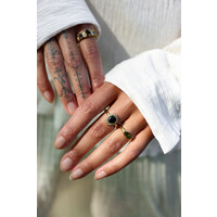 Ring Sun Halo with Zirconia Diamond - Black