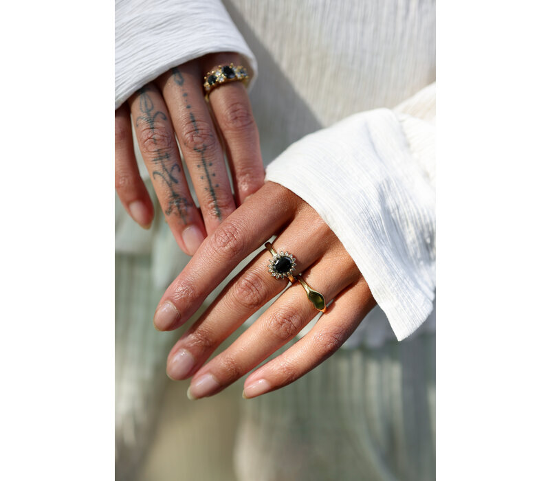 Ring Zon Halo met Diamant - Zwart
