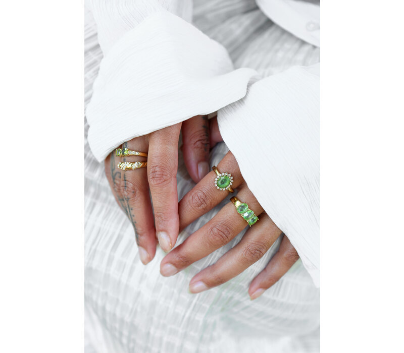 Ring Zon Halo met Diamant - Groen