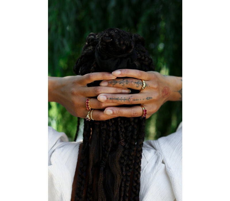 Ring Small Oval Stone - Red