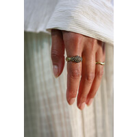 Ring Kleine Stenen Bloem - Zwart