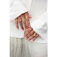 Ring White Stone Halo - Gold