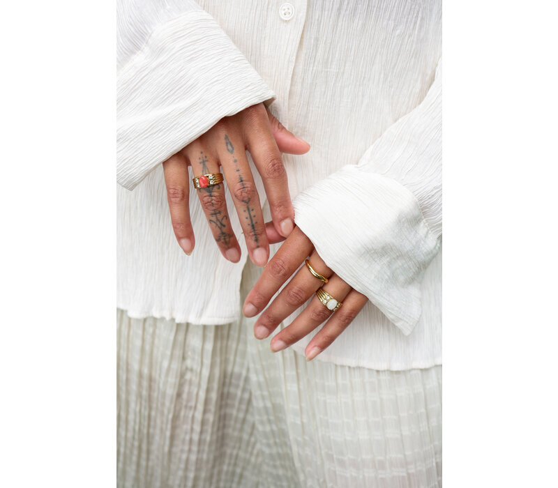 Ring Wit Steen Halo - Goud