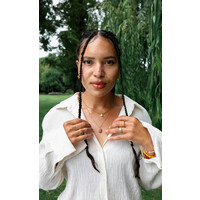 Ring White Stone Halo - Gold