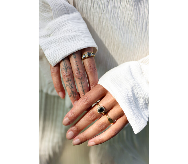 Ring Stenen Goud met Zirconia Diamant - Zwart
