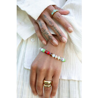 Ring Stones Gold with Diamond - Aqua