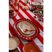 Oval Plate Flowers and Rabbits