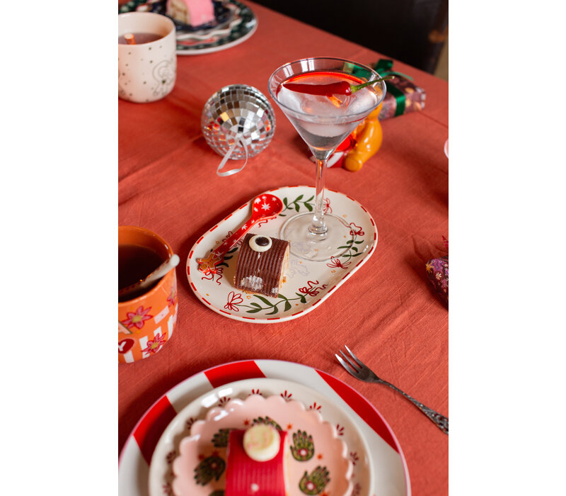 Oval Plate Flowers and Rabbits