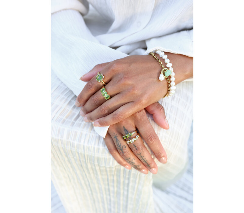 Ring Oval Stone - Apple Green