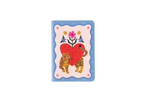 Mini Soft Cover Notebook Blanco Heart with Tiger
