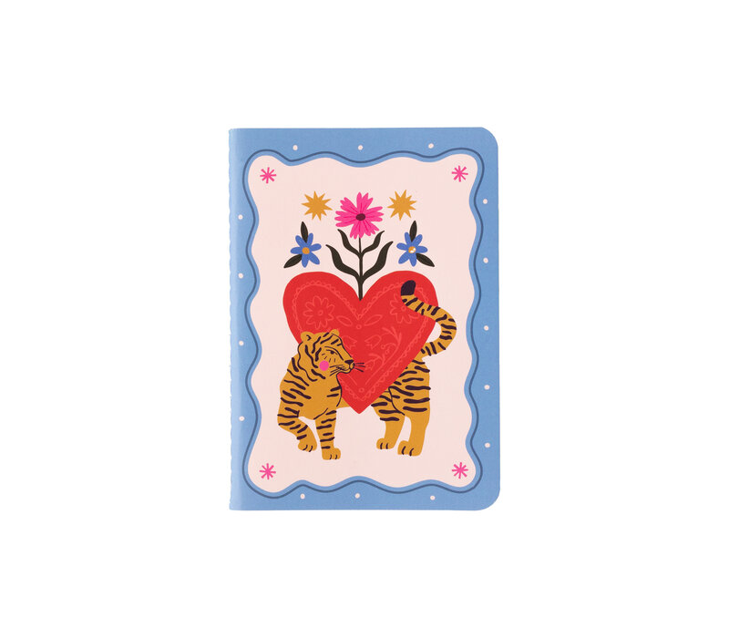 Mini Soft Cover Notebook Blanco Heart with Tiger