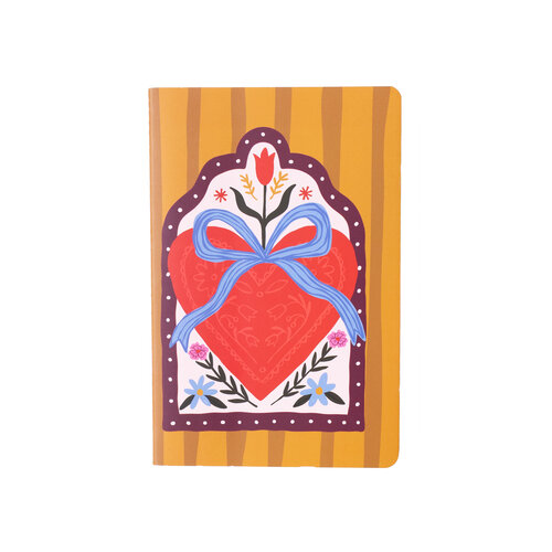Soft Cover Notebook Dots Heart with Bow 