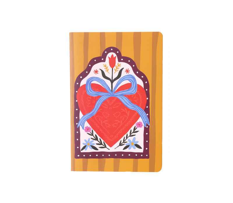 Soft Cover Notebook Dots Heart with Bow
