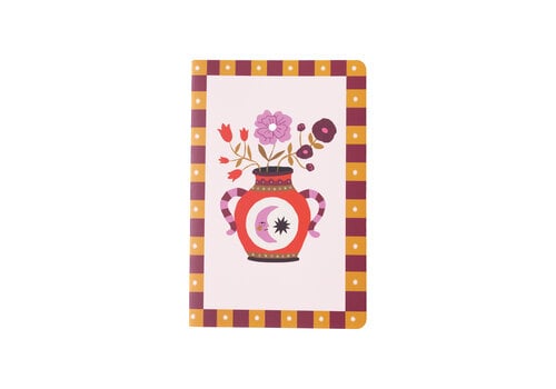 Soft Cover Notebook Dots Vase with Flowers
