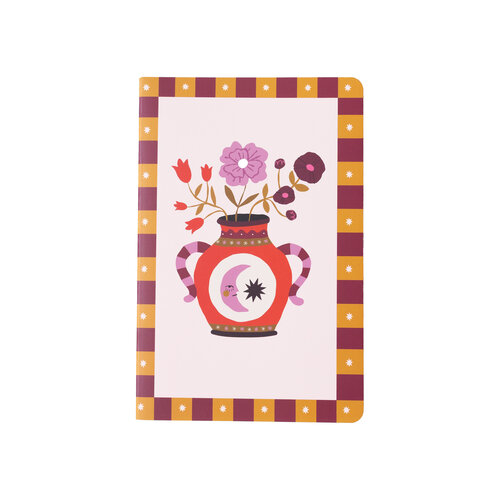 Soft Cover Notebook Dots Vase with Flowers 