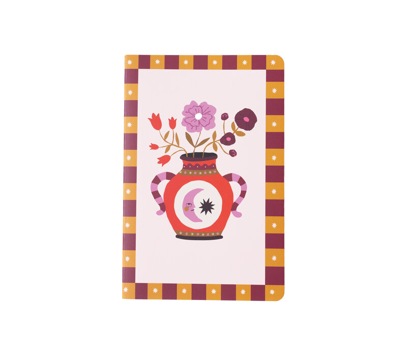 Soft Cover Notebook Dots Vase with Flowers