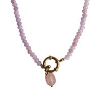 Lilac Beaded Necklace With Pearl Charm
