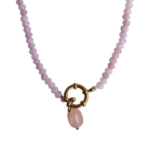 Lilac Beaded Necklace With Pearl Charm 