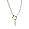 All the Luck in the World Aqua Beaded Necklace With Pearl Charm