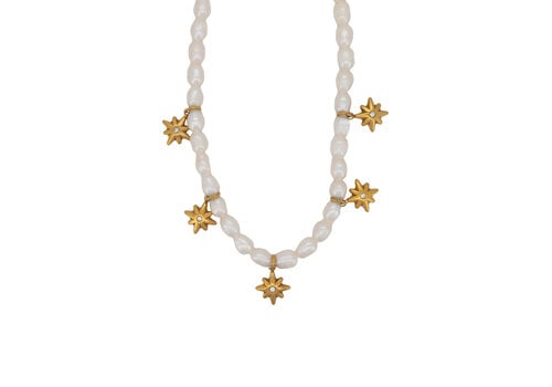 All the Luck in the World Freshwater Pearls Necklace With Shinning Stars
