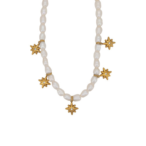 Freshwater Pearls Necklace With Shinning Stars 