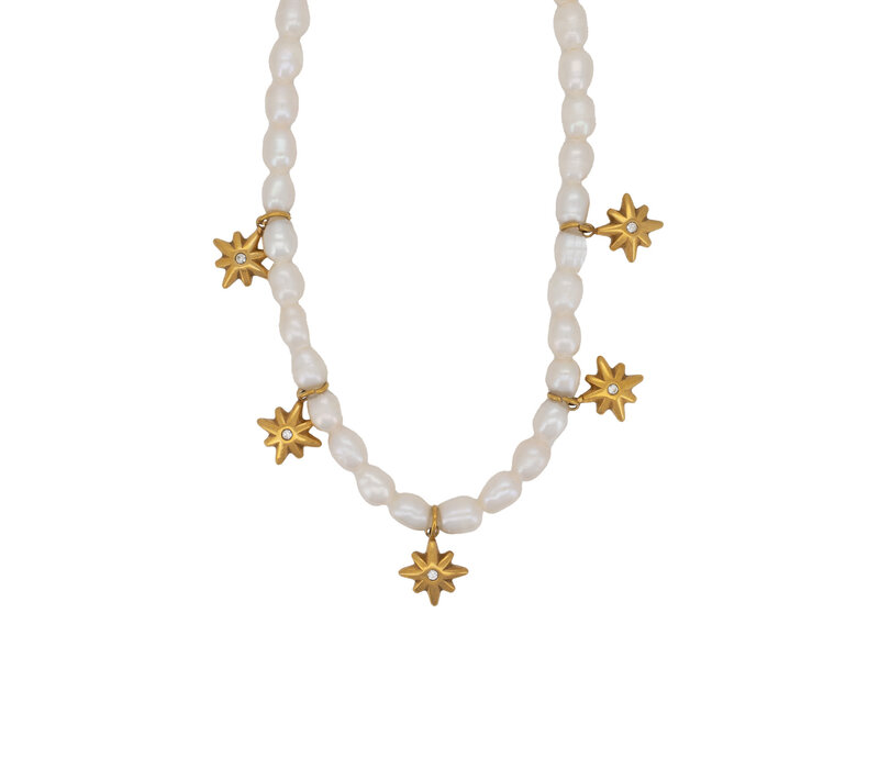Freshwater Pearls Necklace With Shinning Stars