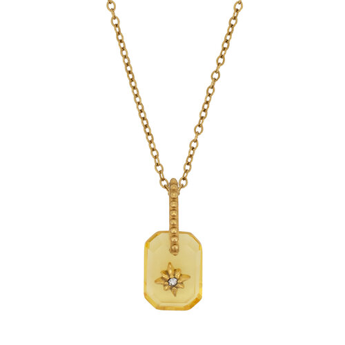 Yellow Rectangle Shining Star Necklace 