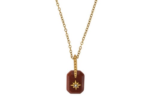 All the Luck in the World Rosy Brown Rectangle Shining Star Necklace