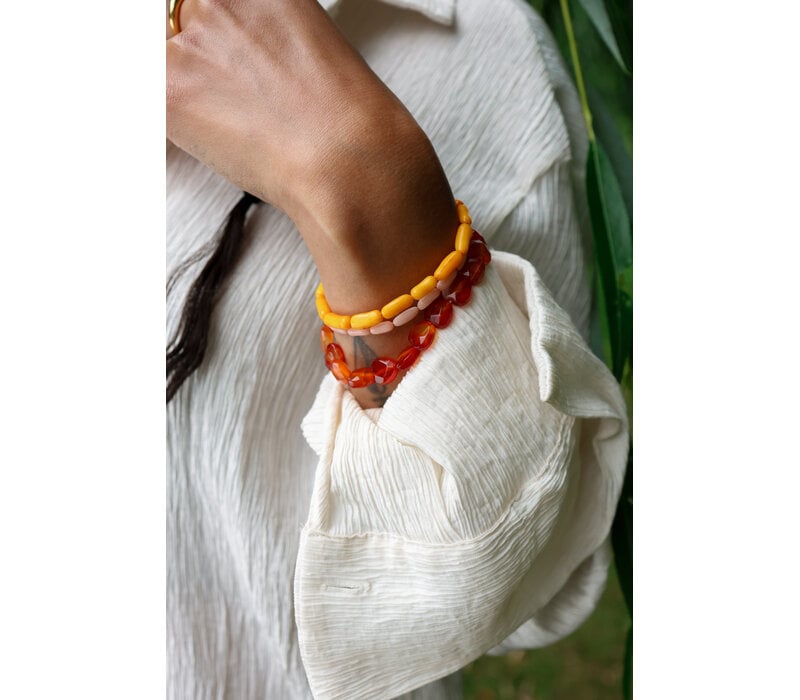 Long Orange Beaded Bracelet